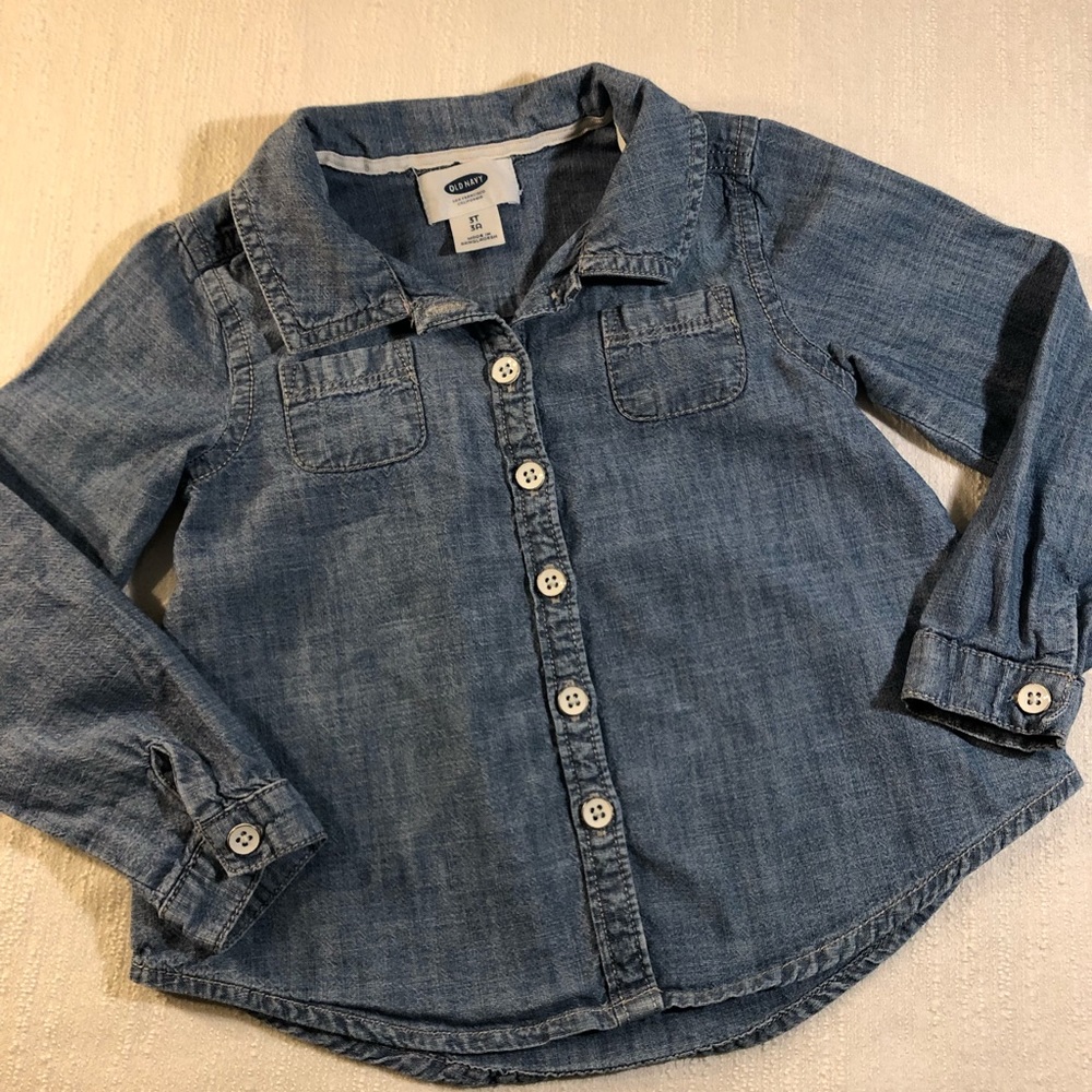 Old Navy Button Down Denim Chambray Shirt Size 3T